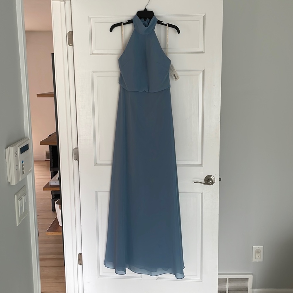 Jenny Yoo Brett Bridesmaid Dress Blue Bell Luxe Chiffon Size 4
